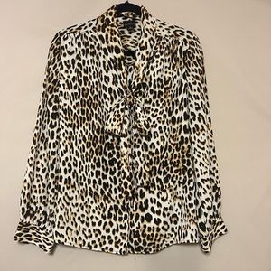 Leopard Print Blouse Tie Size M